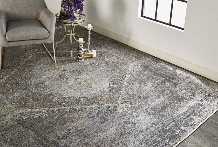 Feizy Sarrant 3963F Rug in Smoke