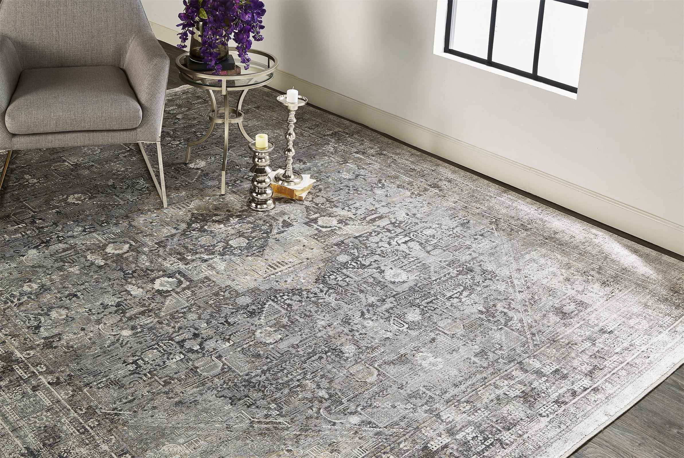 Feizy Sarrant 3966F Rug in Gray