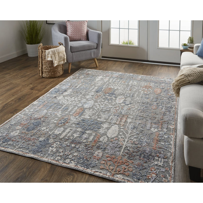 Feizy Thackery 39D1F Rug in Gray / Red