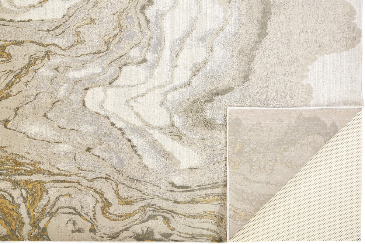 Feizy Waldor 3602F Rug in Gold / Ivory