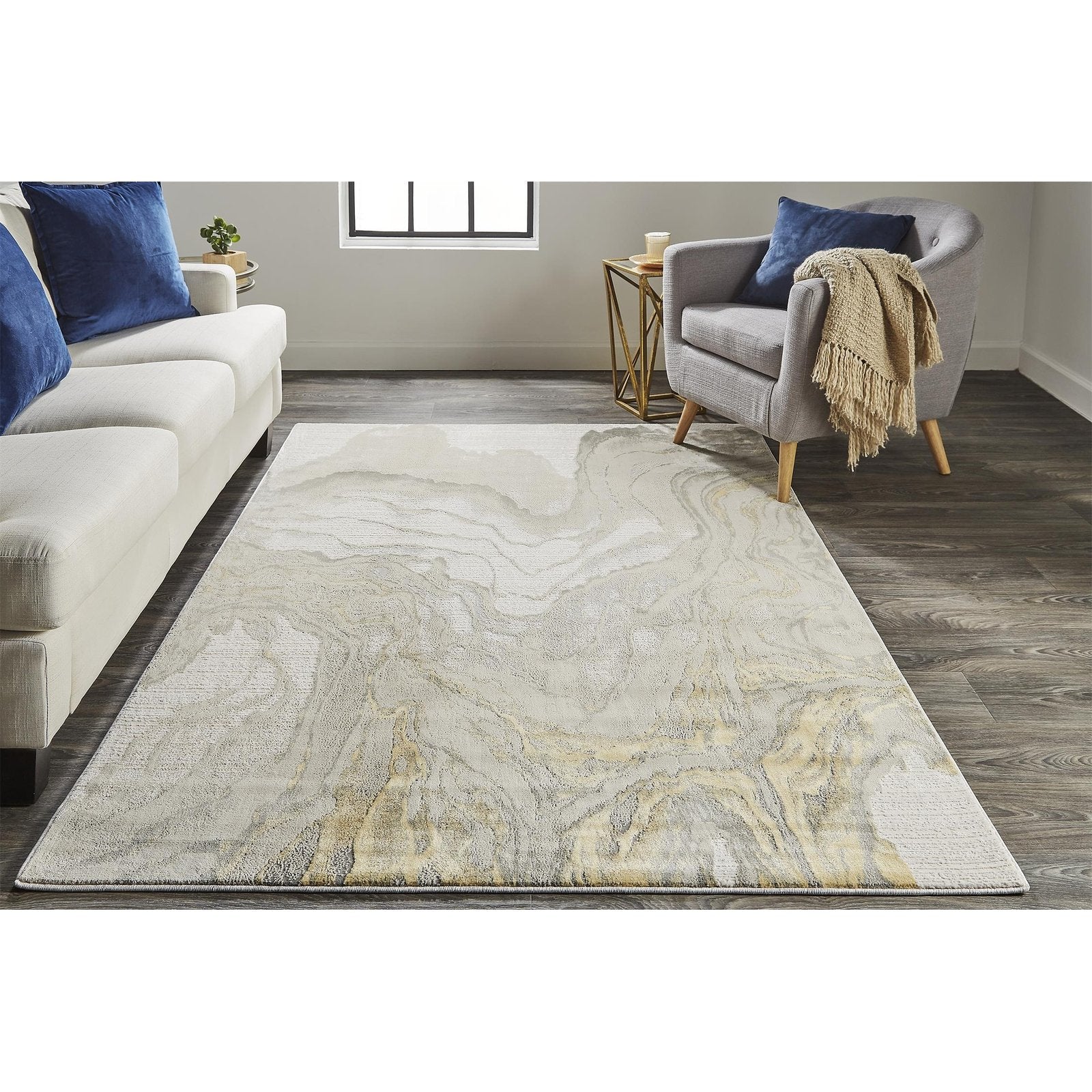 Feizy Waldor 3602F Rug in Gold / Ivory