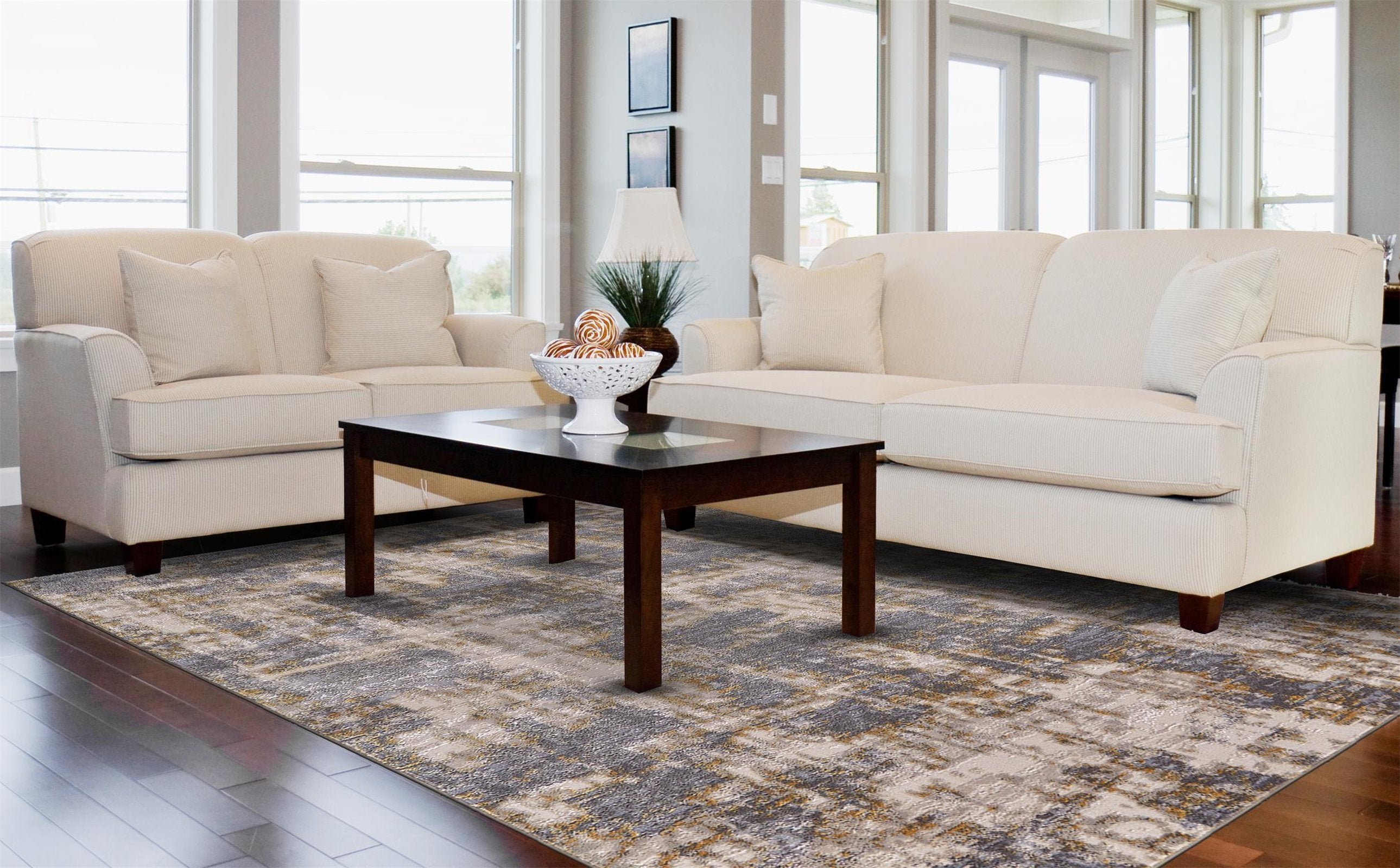 Feizy Waldor 3969F Rug in Gold/Sterling