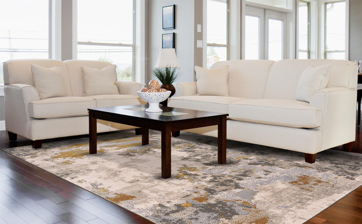 Feizy Waldor 3970F Rug in Gold/Birch