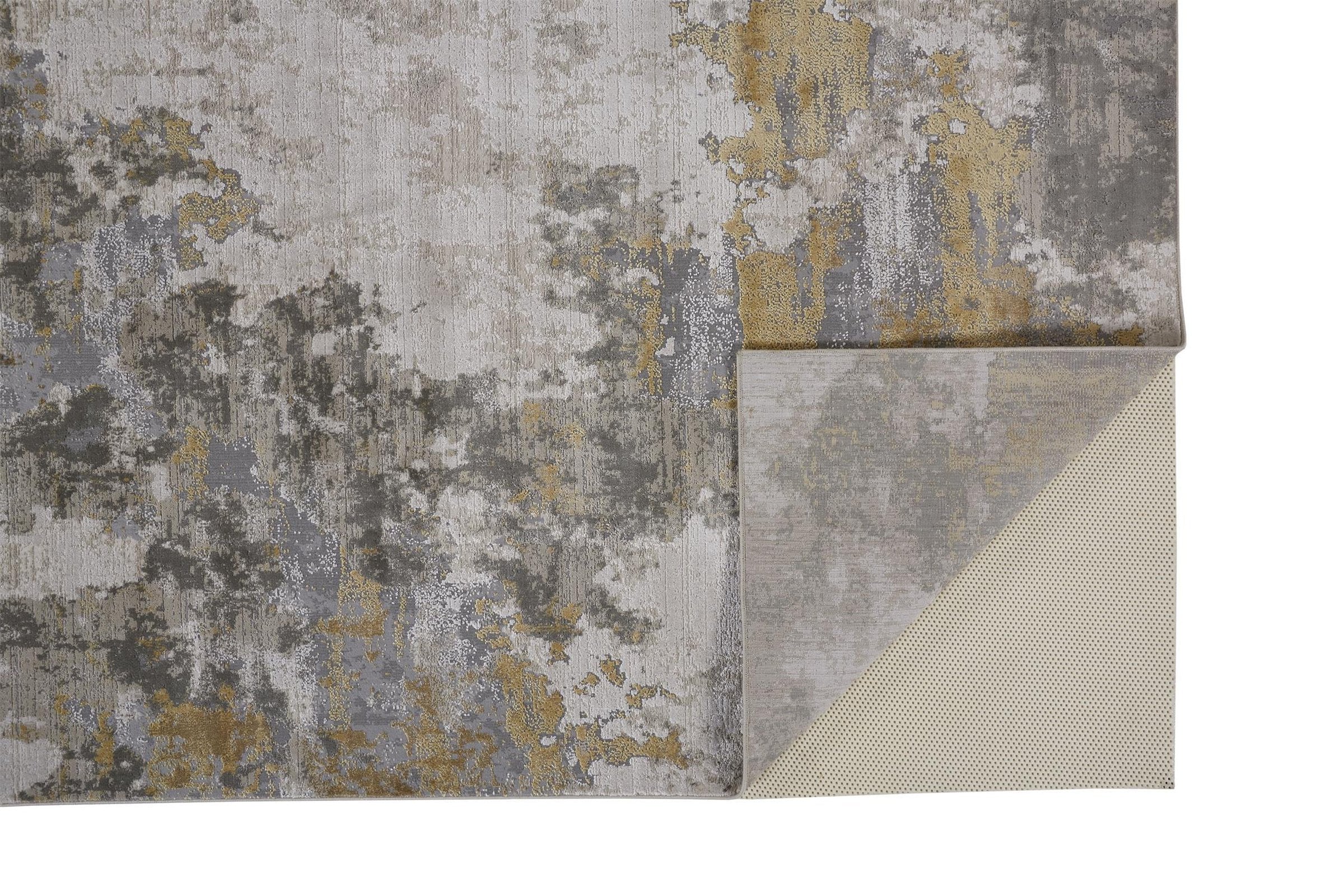 Feizy Waldor 3970F Rug in Ivory / Gold