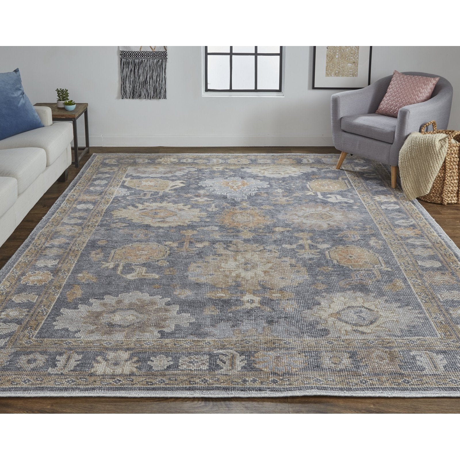 Feizy Wendover 6842F Rug in Blue / Tan