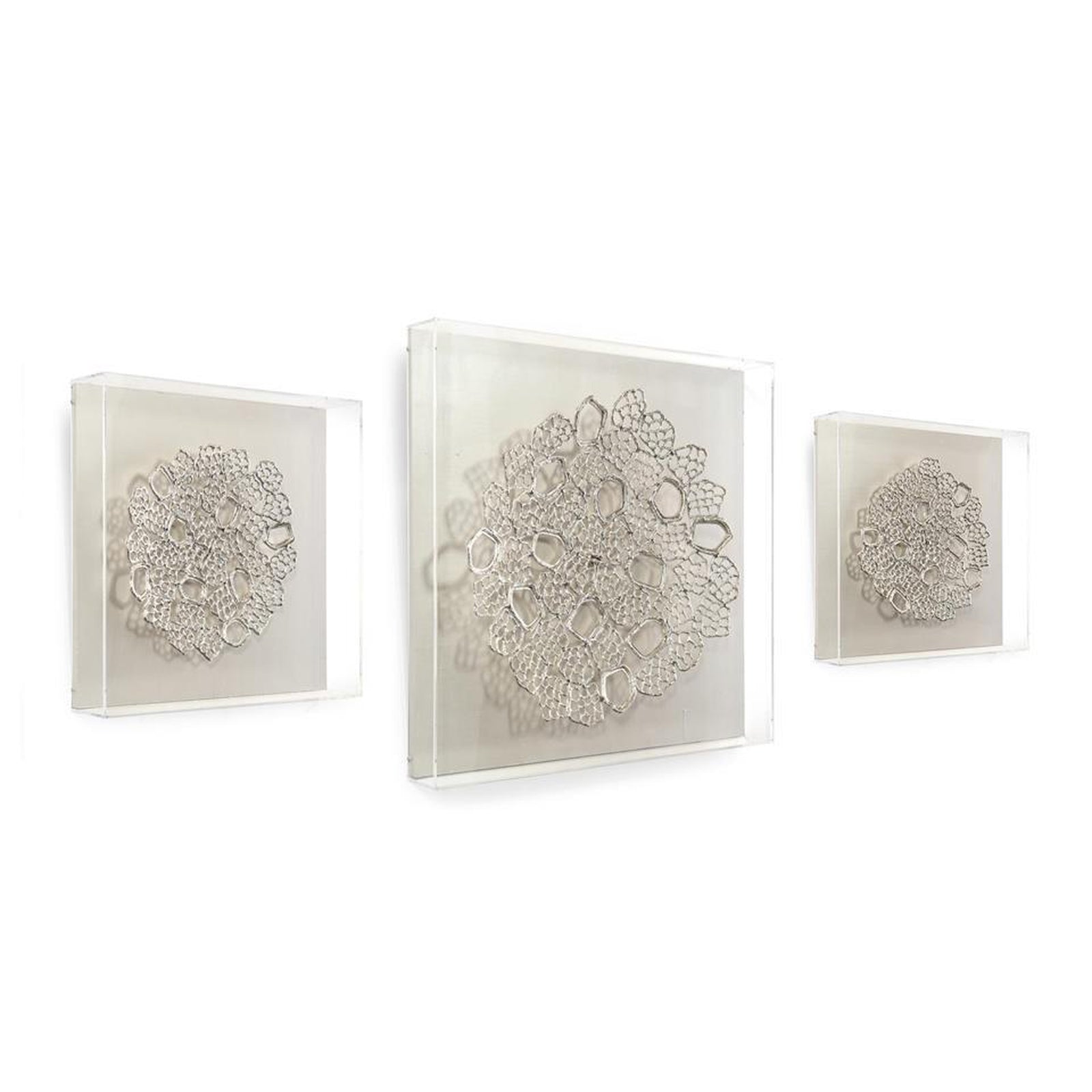 John Richard Set Of Three Silver Lace Wall Art
