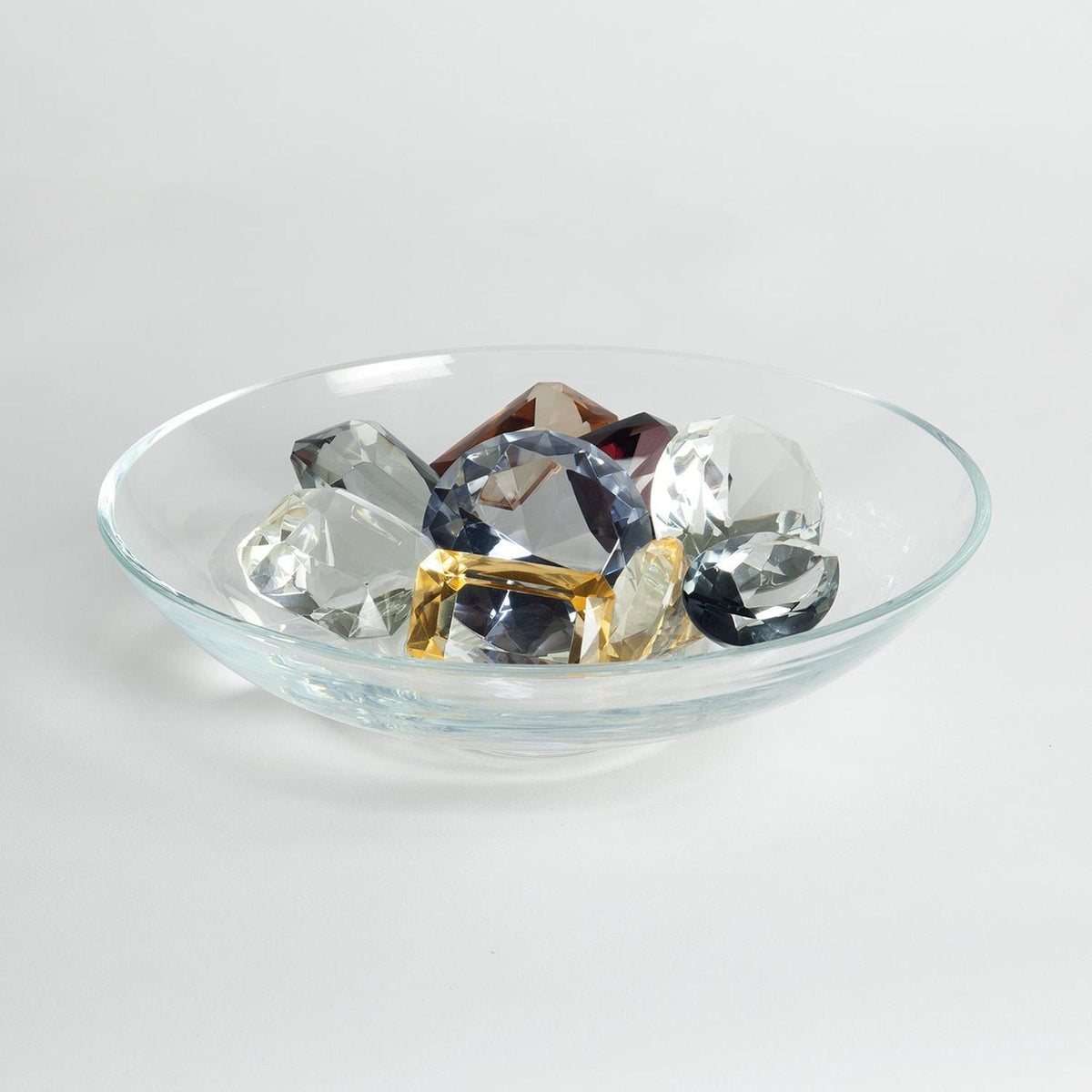 Global Views 9 Oxford Jewels One of Each Color on Clear Bowl