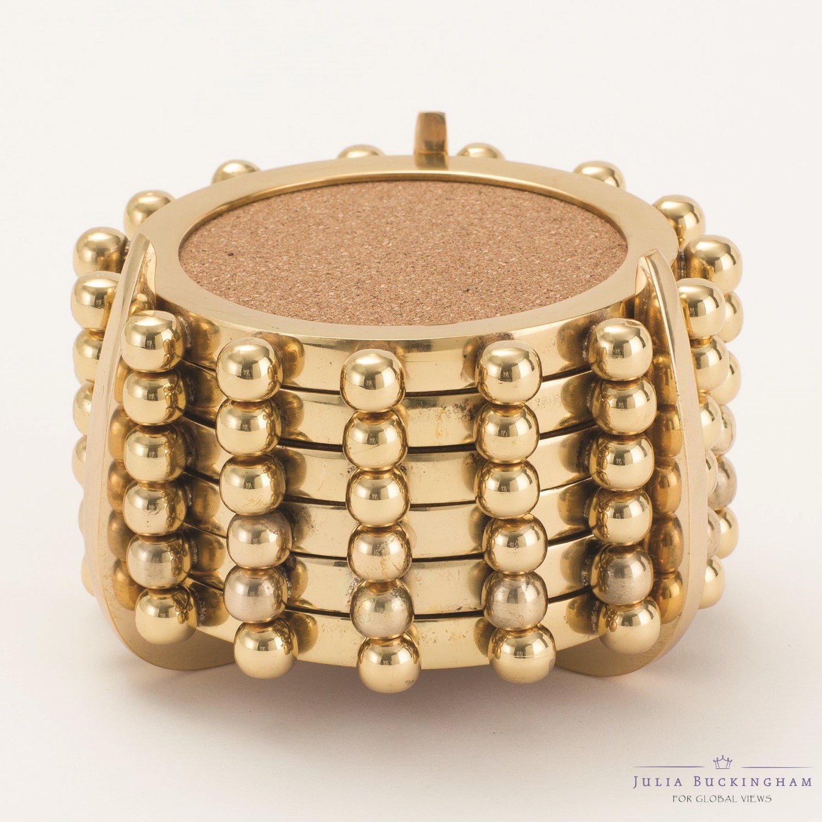 Global Views Starburst Crown Coasters-Brass