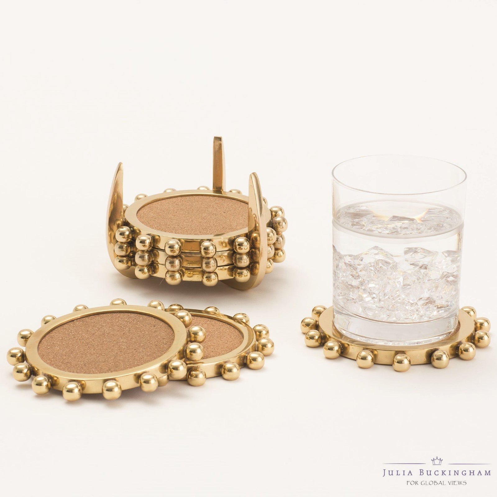 Global Views Starburst Crown Coasters-Brass