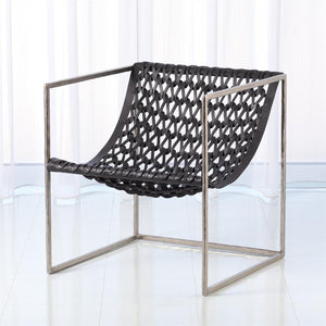 Global Views Bronze Dark Brown Leather Knit Pearl Chair