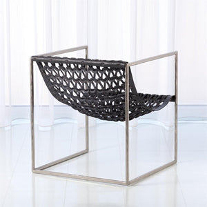 Global Views Bronze Dark Brown Leather Knit Pearl Chair