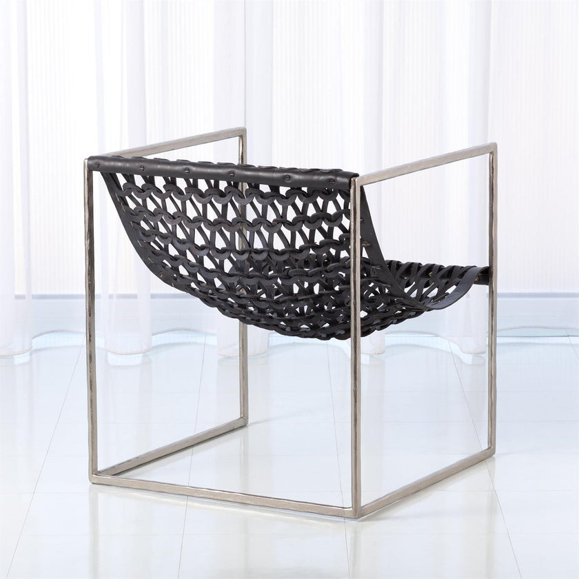 Global Views Bronze Dark Brown Leather Knit Pearl Chair