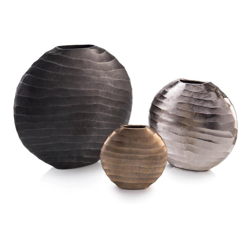 John Richard Decor Set of Three Chiseled Vases