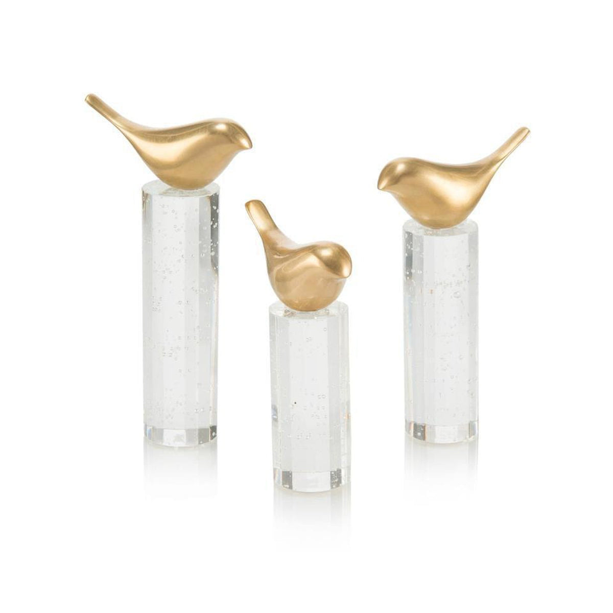 John Richard Decor Set of Three Perched Brass Birds