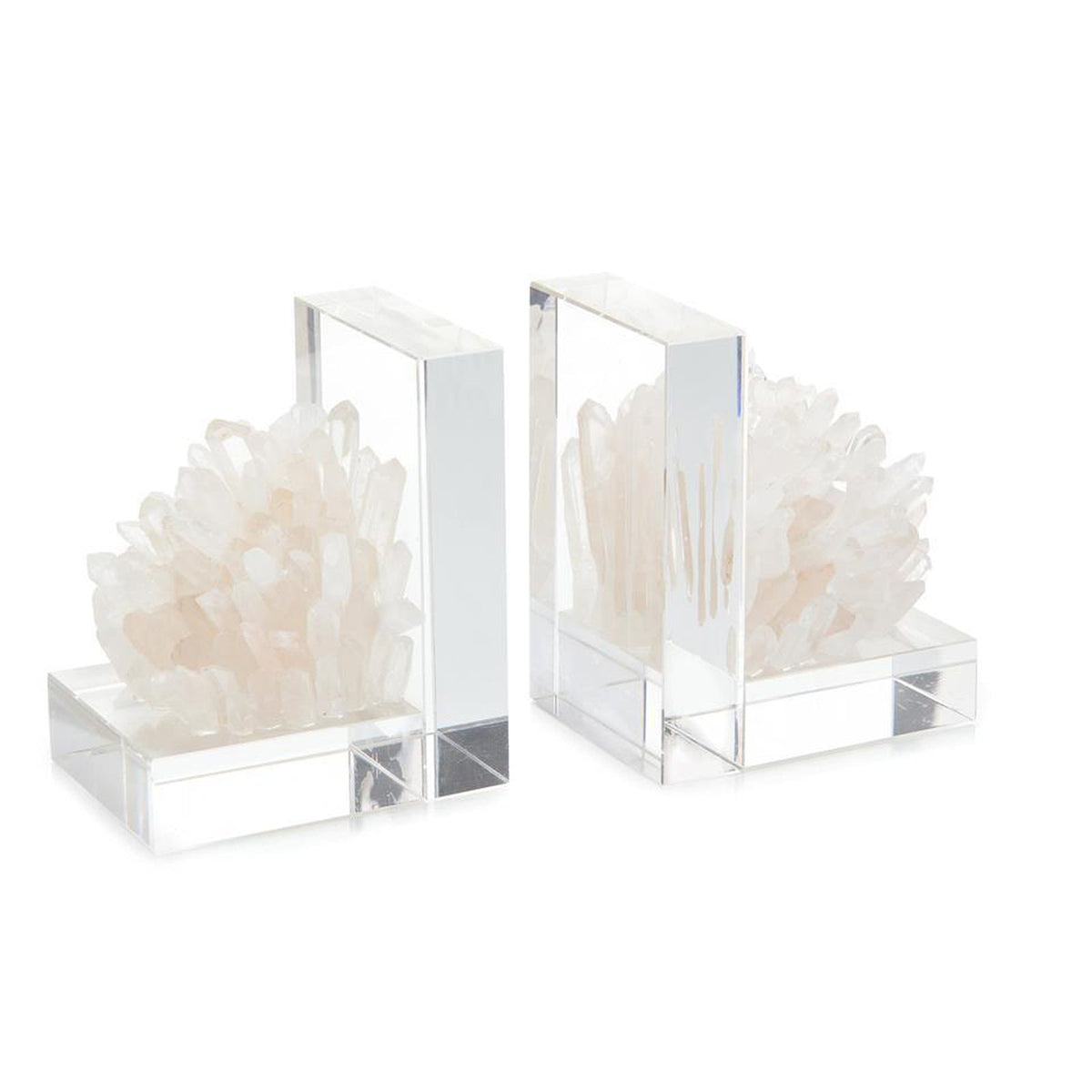 John Richard Decor Set of Two Quartz Crystal Bookends