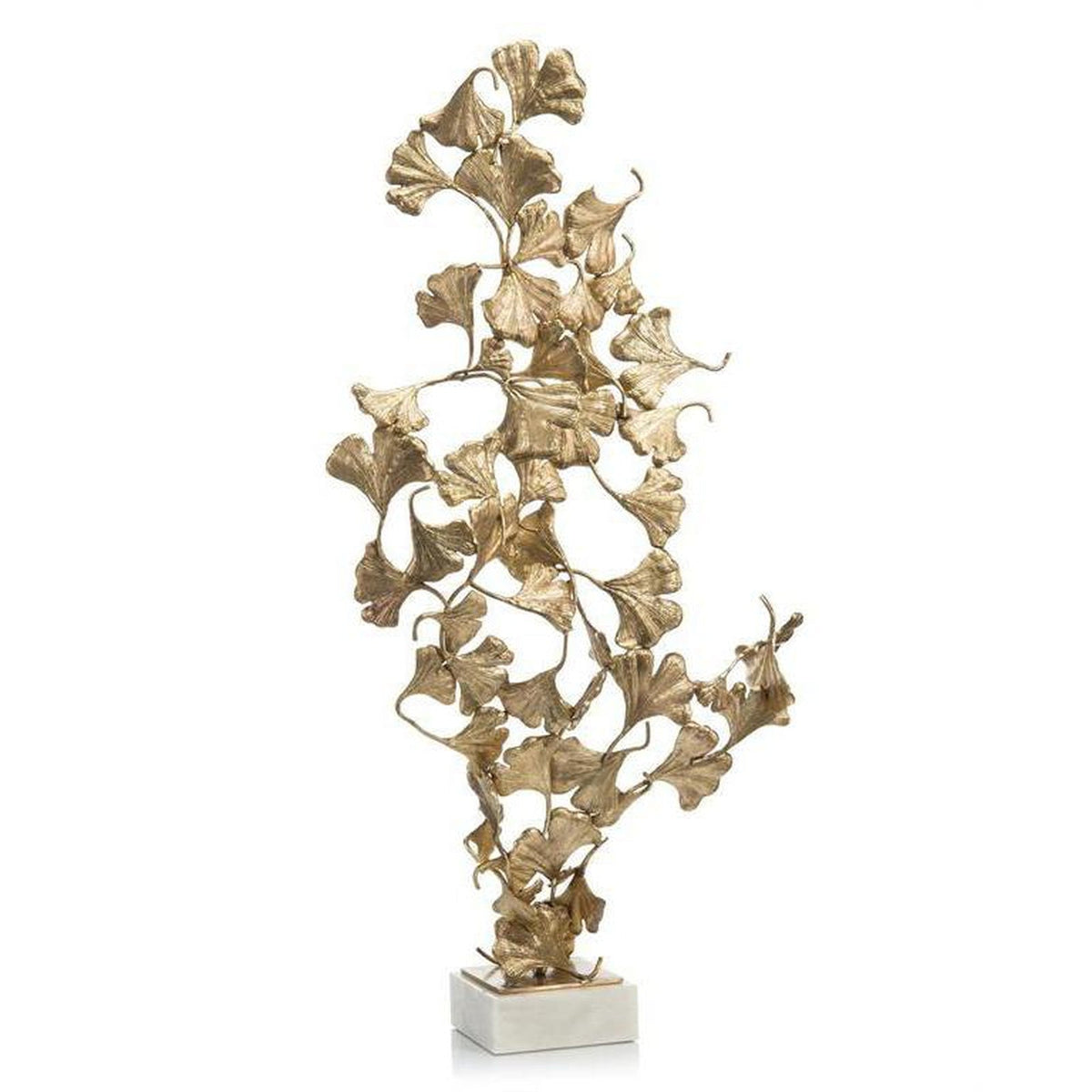 John Richard Decor Ginkgo Leaves on White Marble