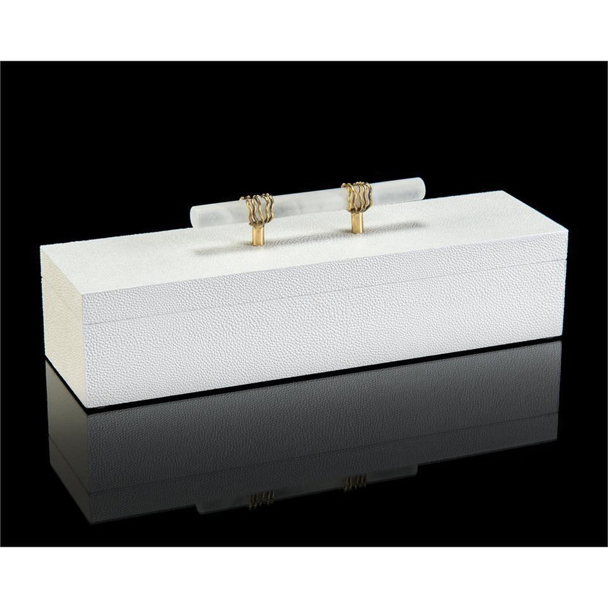 John Richard Decor White Box with Alabaster Handle