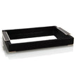 John Richard Decor Black Leather and Mirror Tray