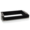 John Richard Decor Black Leather and Mirror Tray