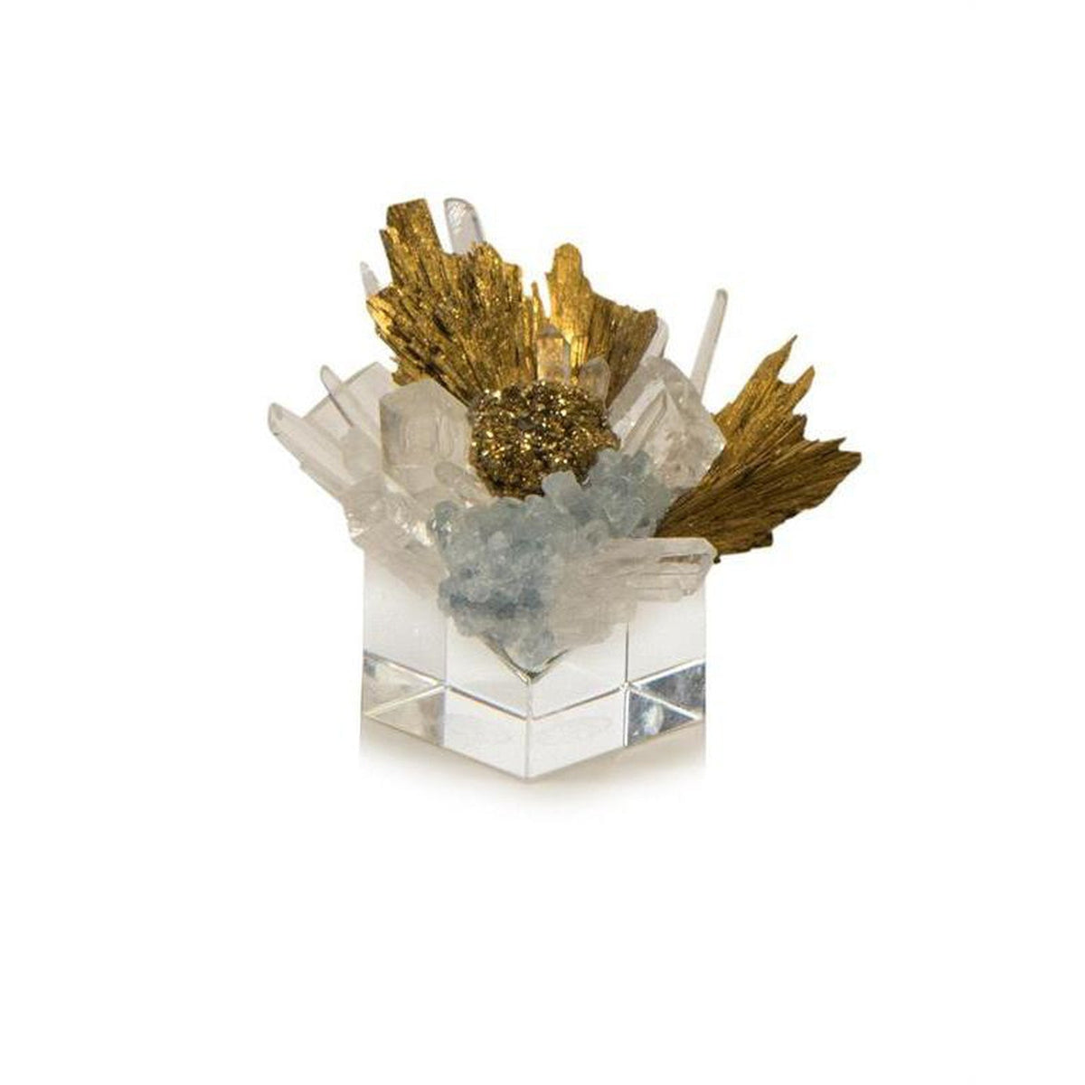 John Richard Decor Stone Cluster in Clear, Yellow Quartz, and Gold