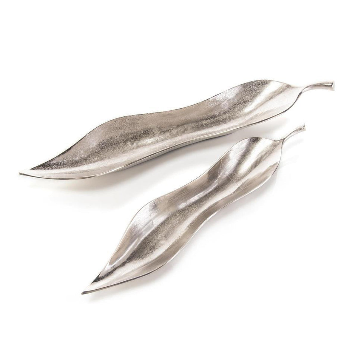 John Richard Decor Set of Two Sculptured Willow Leaf Trays