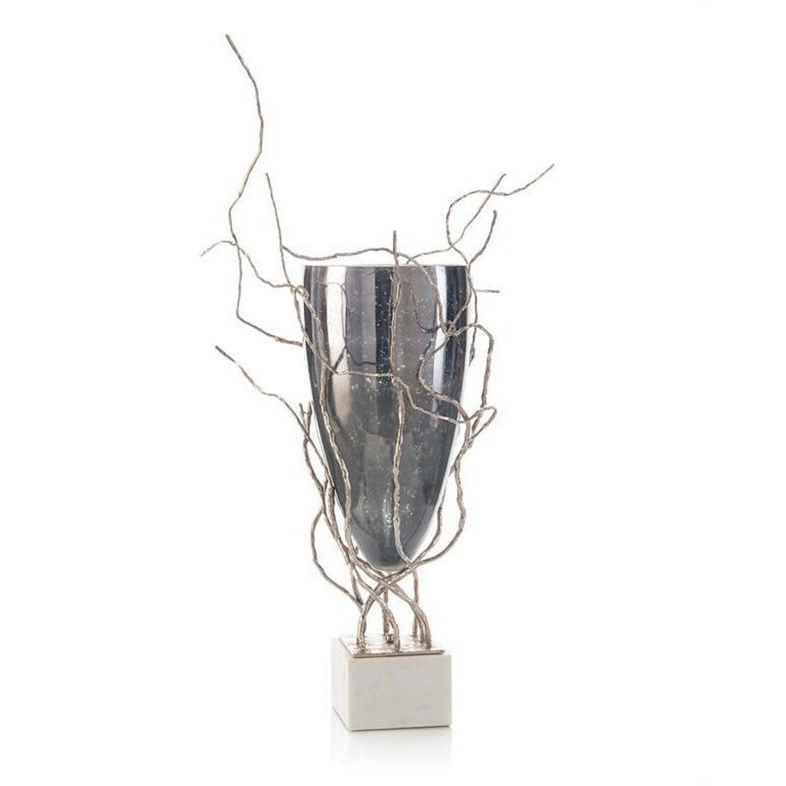 John Richard Profusion of Saplings in Nickel with Glass Vase