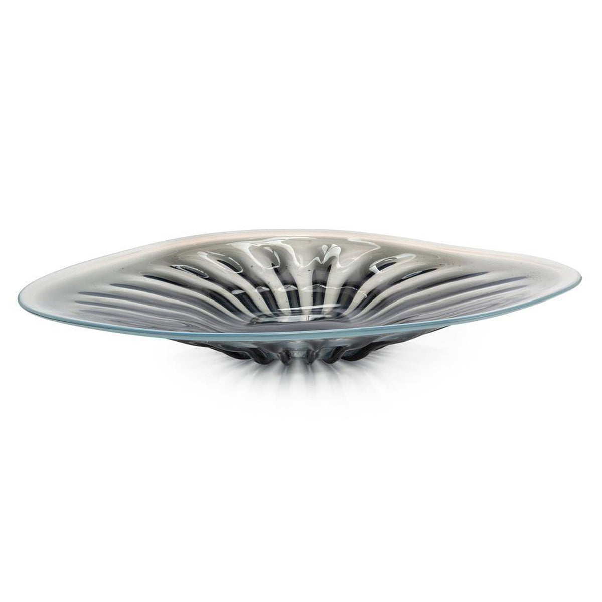 John Richard Decor Rays of Blue and White Glass Charger