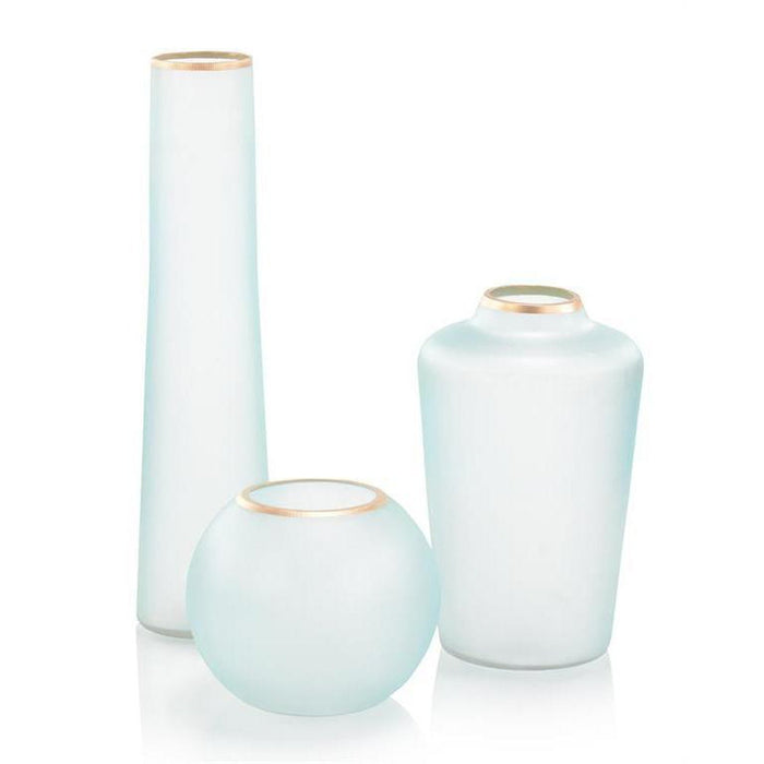 John Richard Set of Three Whisper Blue Glass Vases