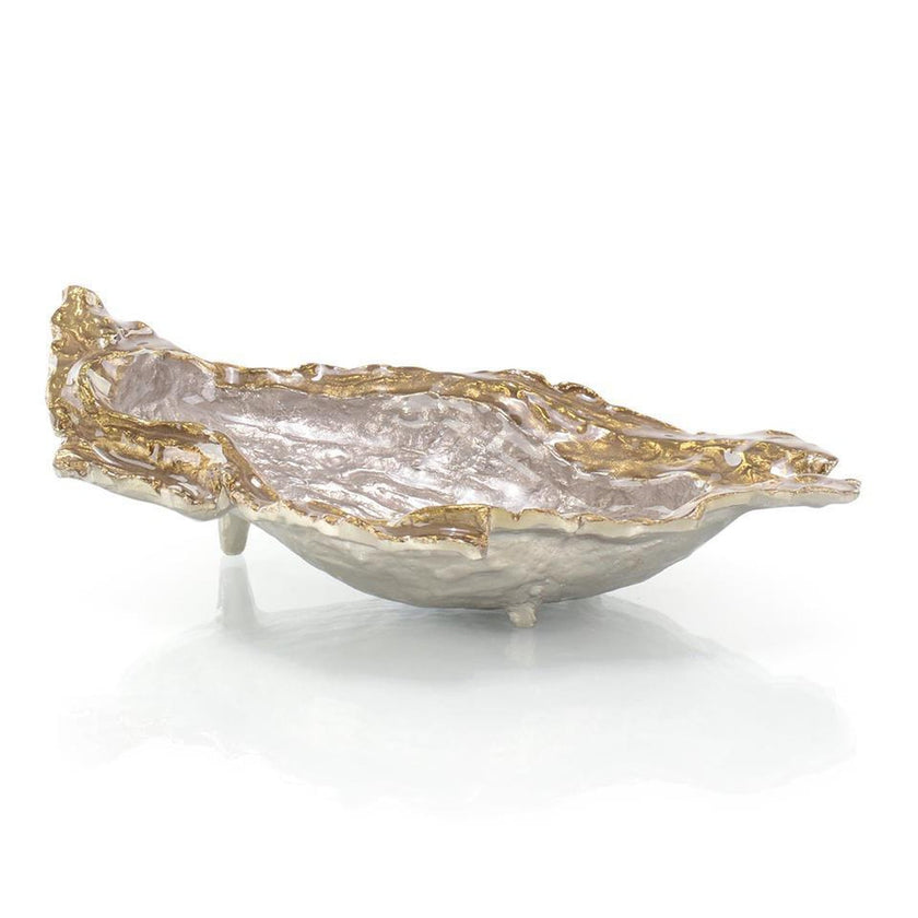 John Richard Decor Single Oyster Bowl in Gold and Silver Enamel