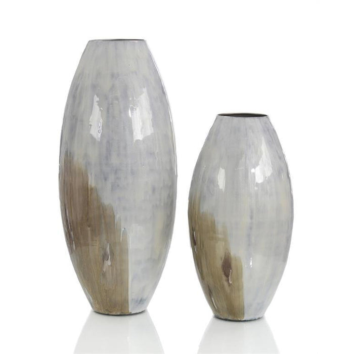 John Richard Set of Two Enameled Vases in Shades of the Earth
