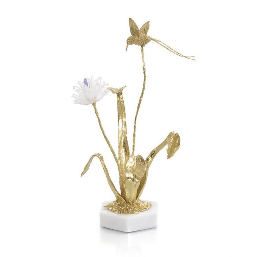John Richard Decor Flower and Hummingbird Sculpture