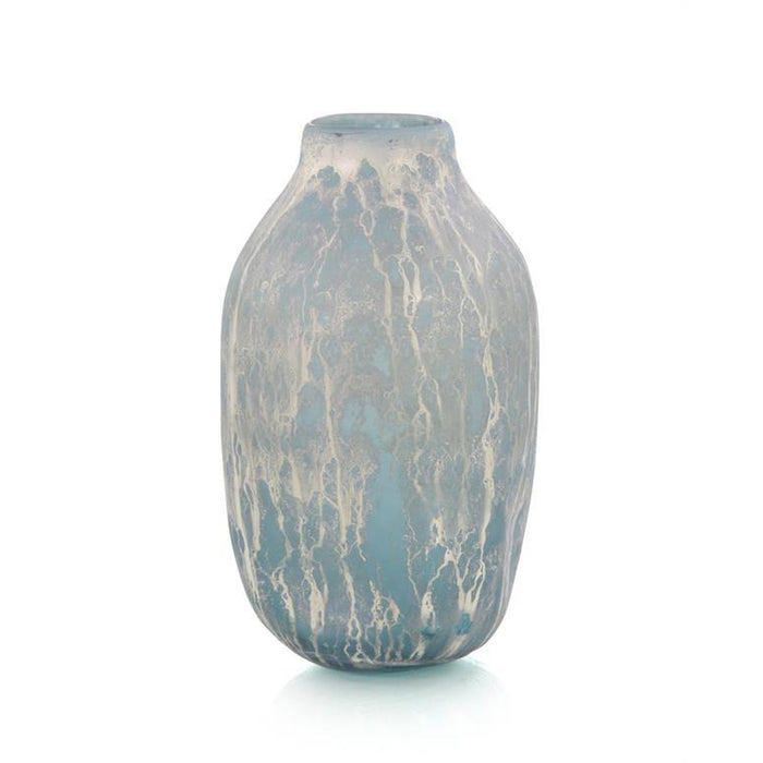 John Richard Powder Blue Vase with Silver Overlay