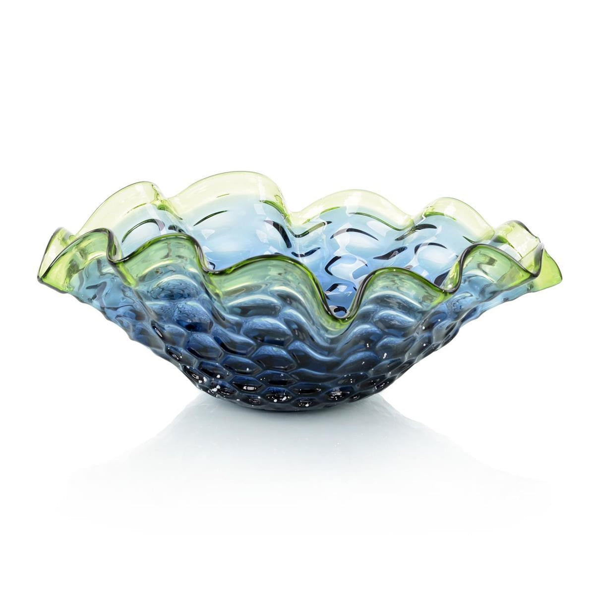 John Richard Decor Royal and Emerald Handblown Glass Bowl