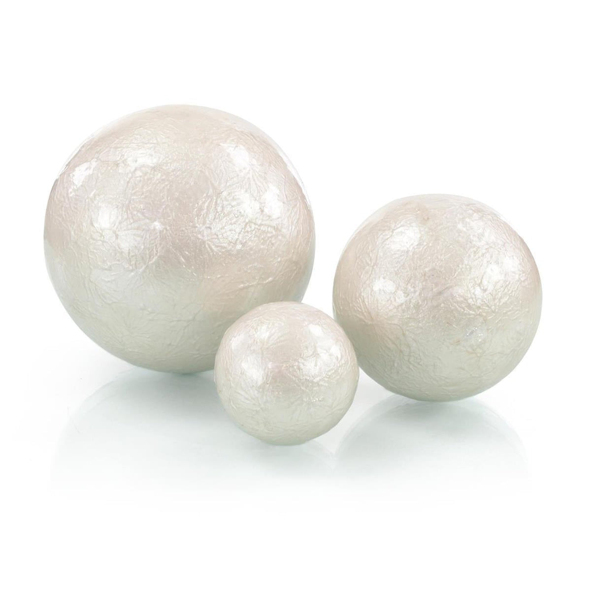 John Richard Decor Set of Three White Pearlized Balls