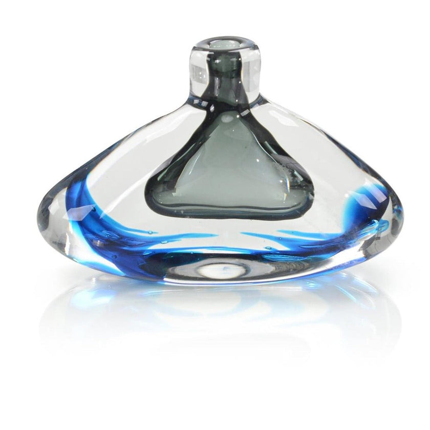 John Richard Decor Handblown Sky Blue And Grey Glass Vase I