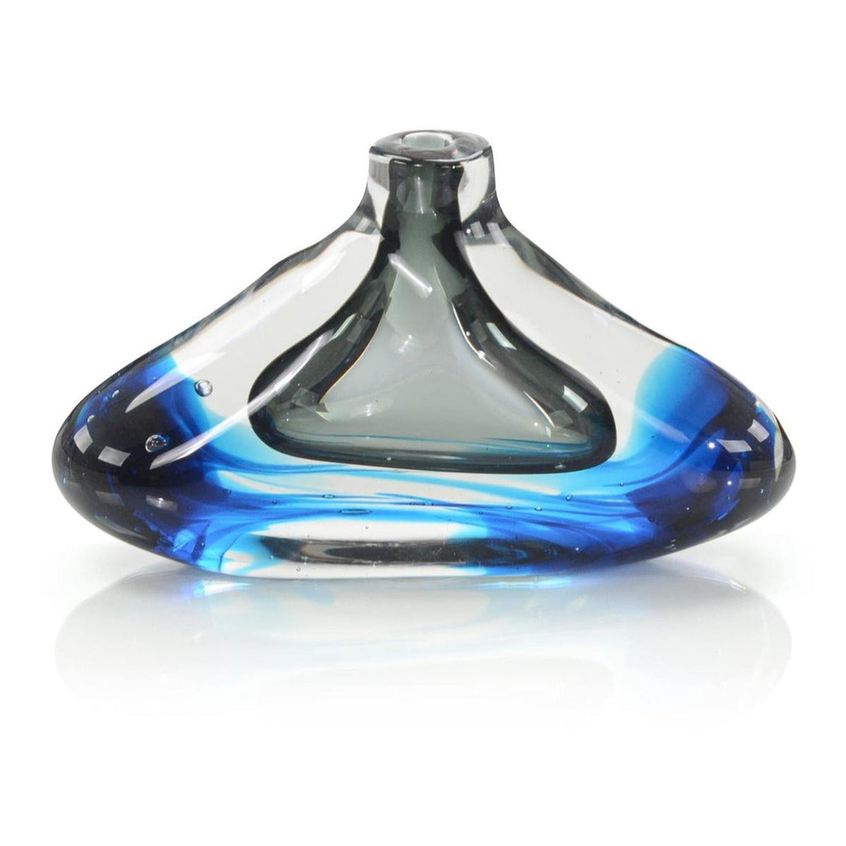 John Richard Decor Handblown Sky Blue And Grey Glass Vase II
