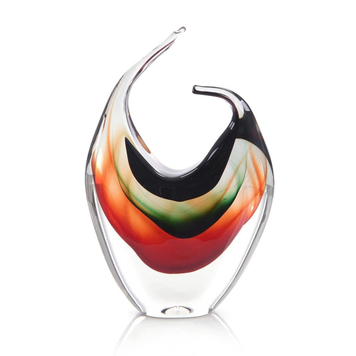 John Richard Decor Handblown Red, Violet, And Emerald Glass Sculpture I