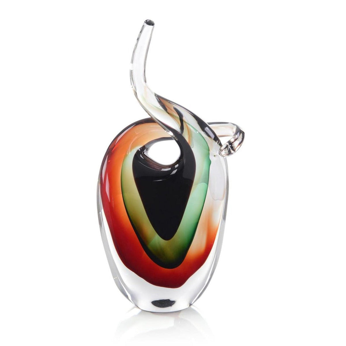 John Richard Decor Handblown Red, Violet, And Emerald Glass Sculpture II