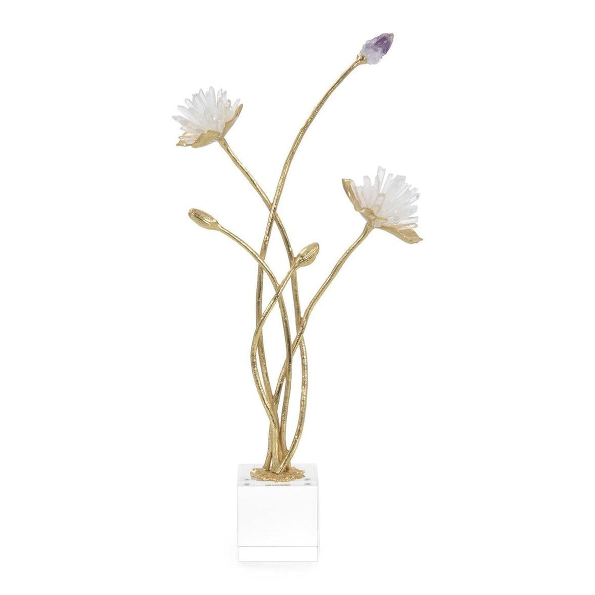 John Richard Decor Quartz And Amethyst Floral Sculpture