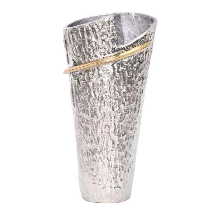 John Richard Texture Nickel And Brass Vase
