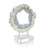 John Richard Decor Hammered Nickel and Sea Blue Geode Sculpture
