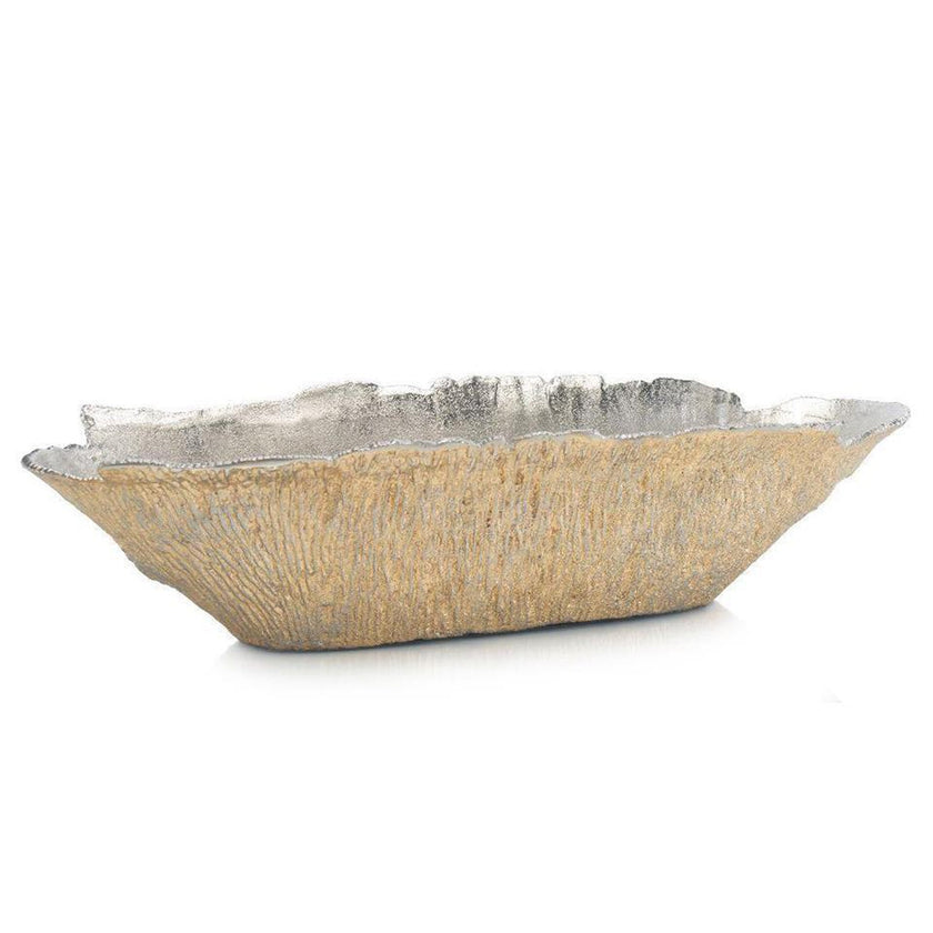 John Richard Decor Nickel and Gold Textured Oval Bowl