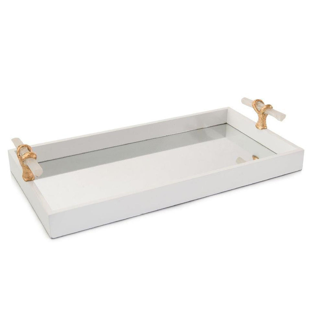 John Richard Decor White Tray with Selenite Handles