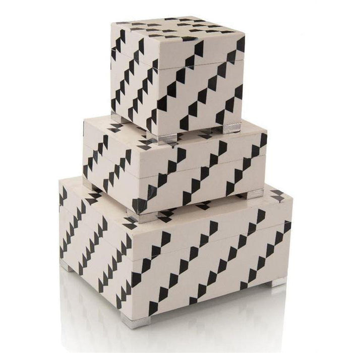 John Richard Set of Three Black-and-White Boxes
