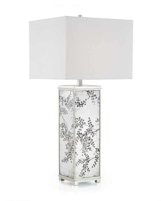 John Richard Hand-Painted Bows of Winter Leaves Table Lamp