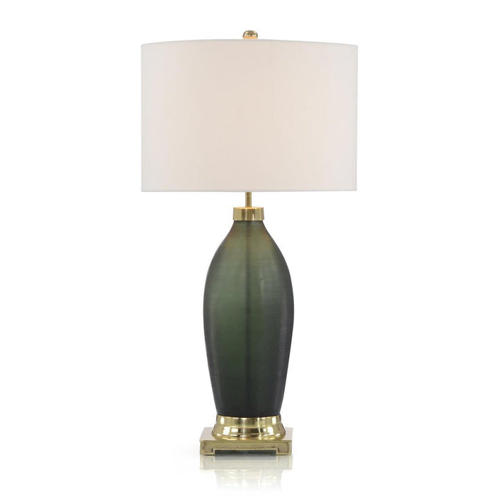 John Richard Emerald Green Etched Glass Table Lamp