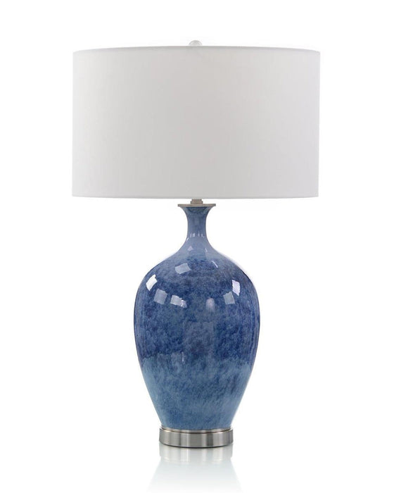 John Richard Cerulean Blue Porcelain and Brushed Nickel Table Lamp