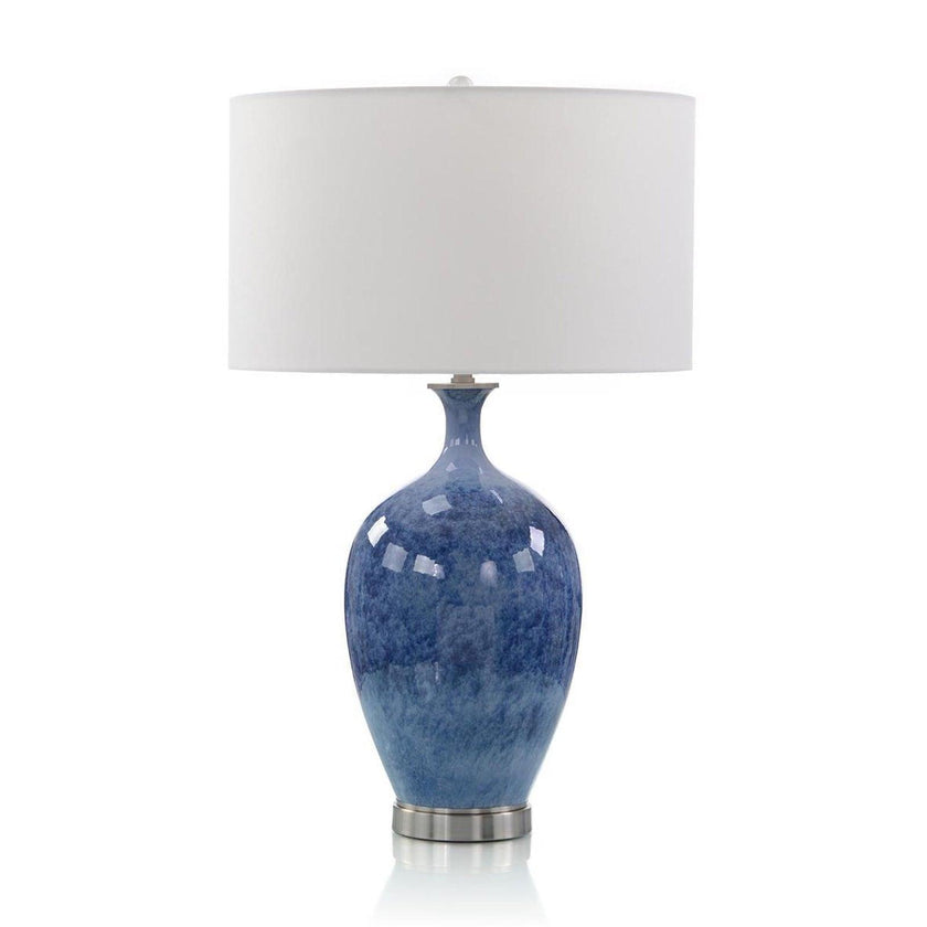 John Richard Cerulean Blue Porcelain and Brushed Nickel Table Lamp