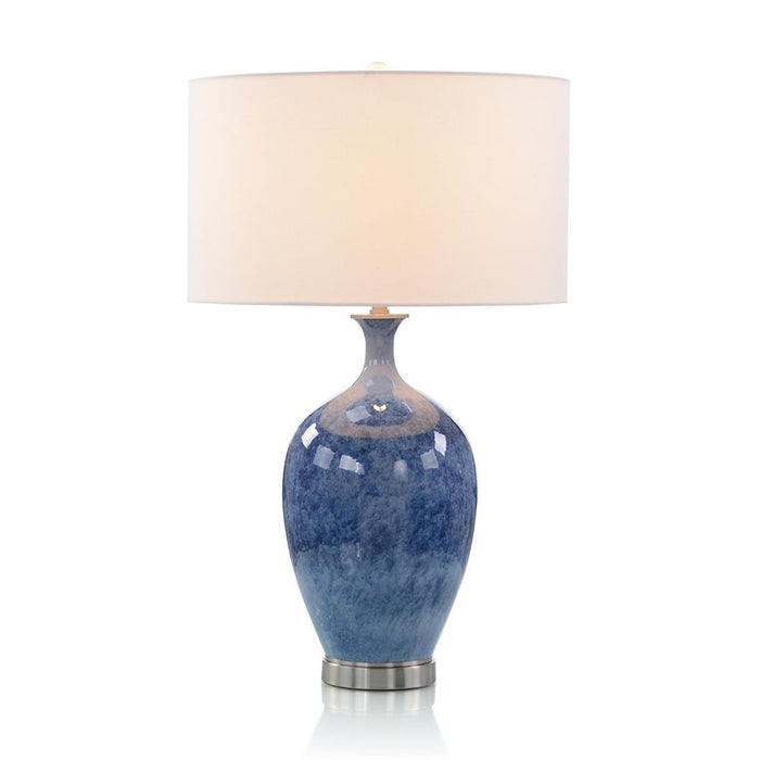 John Richard Cerulean Blue Porcelain and Brushed Nickel Table Lamp