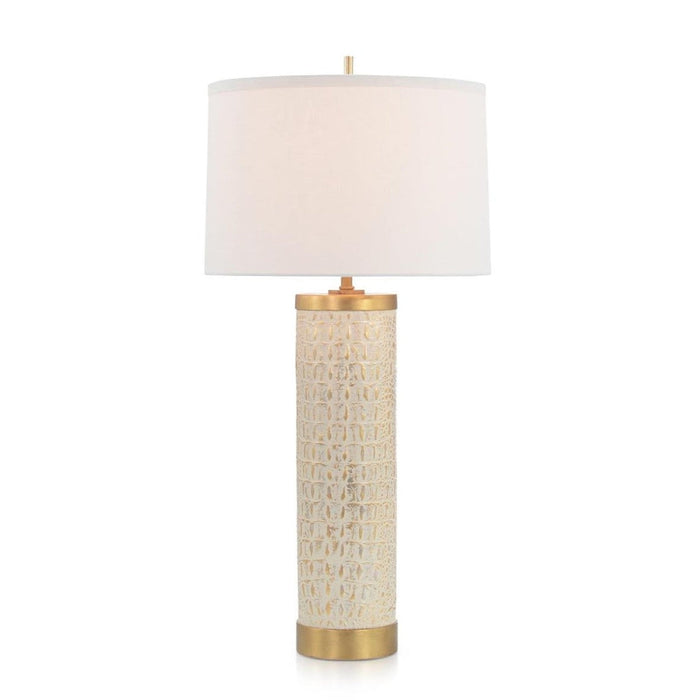 John Richard Faux Crocodile Table Lamp in Gilt Creme